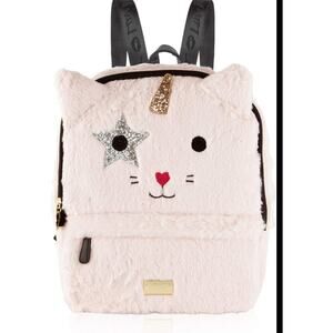 Luv Betsey Johnson Backback Plush Large Blush Pink Fuzzy Unicorn Tote Bag Purse